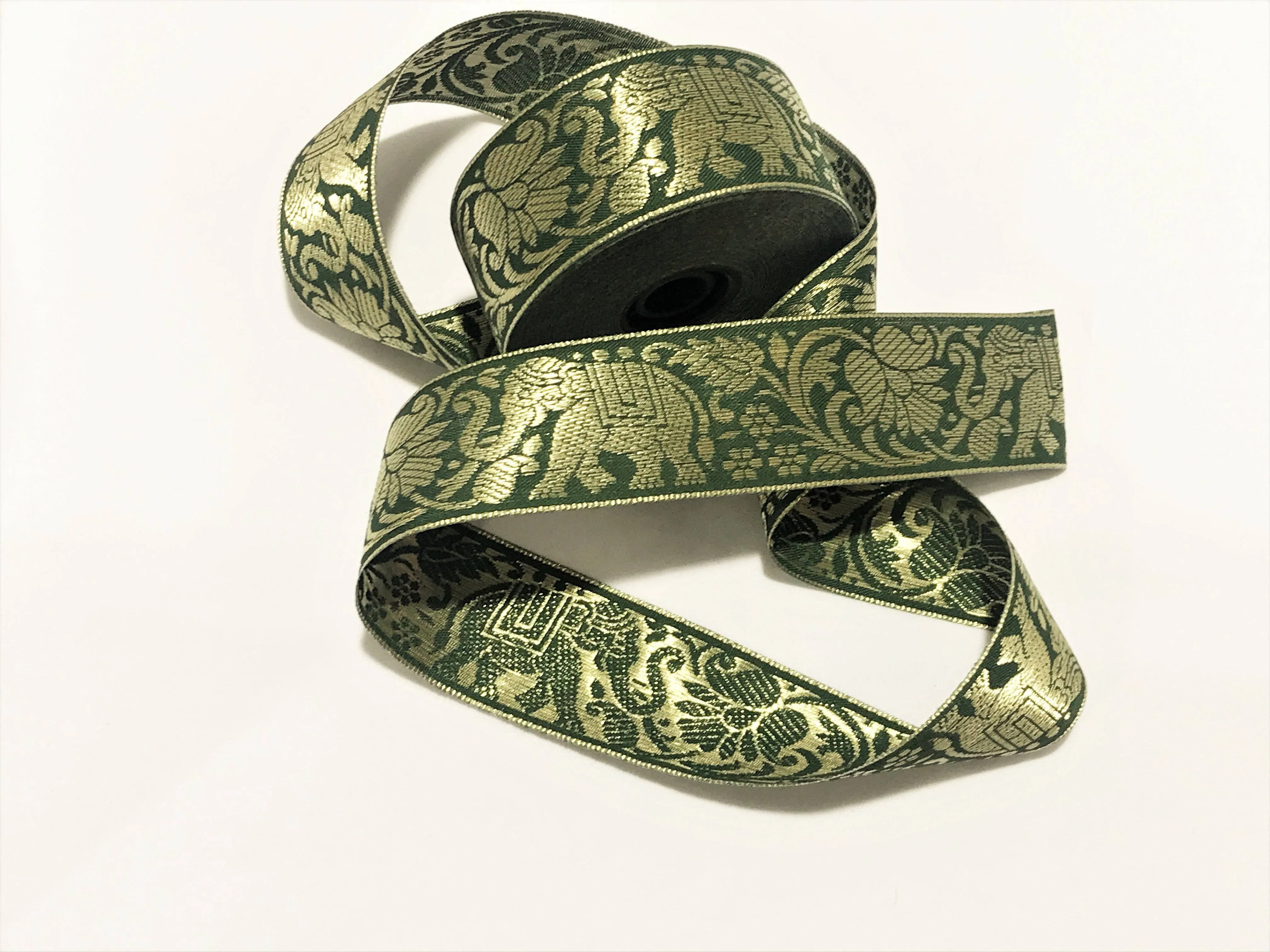 Indian Elephant- 40mm Metallic Woven Ribbon Trim