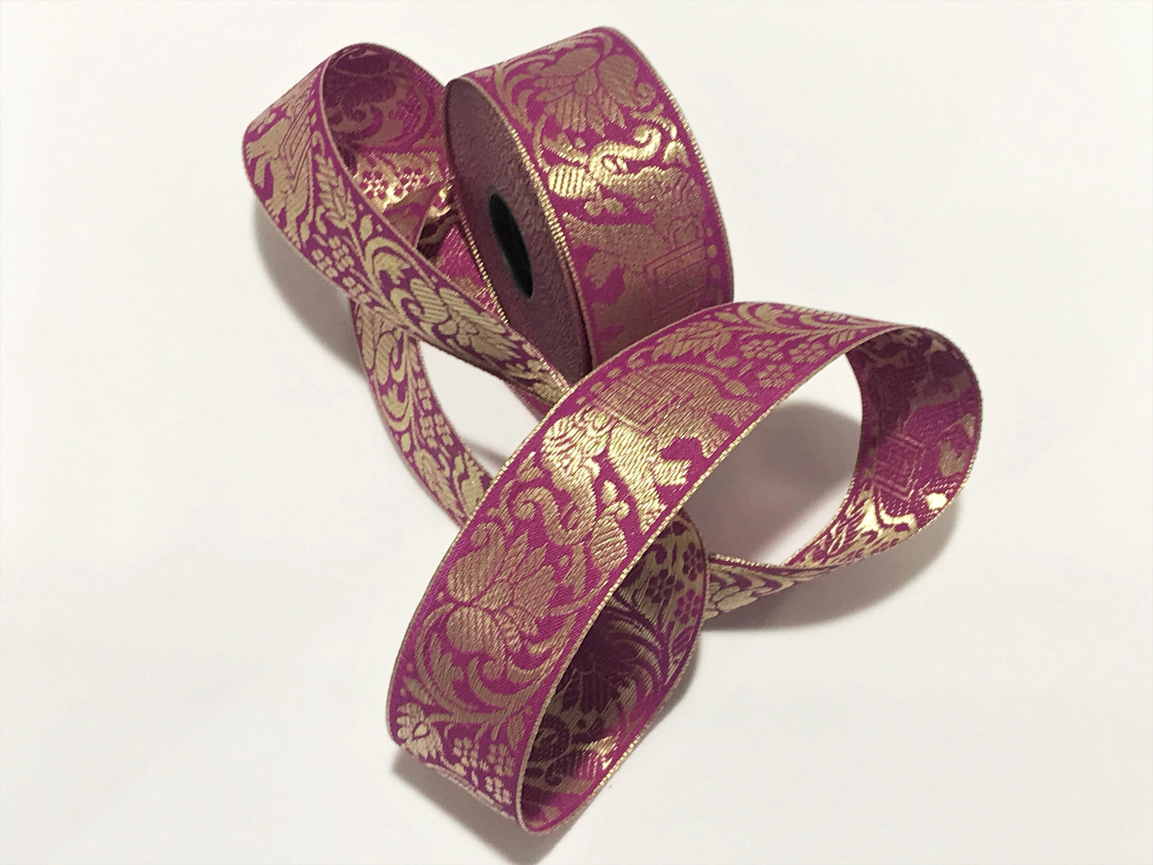 Indian Elephant- 40mm Metallic Woven Ribbon Trim