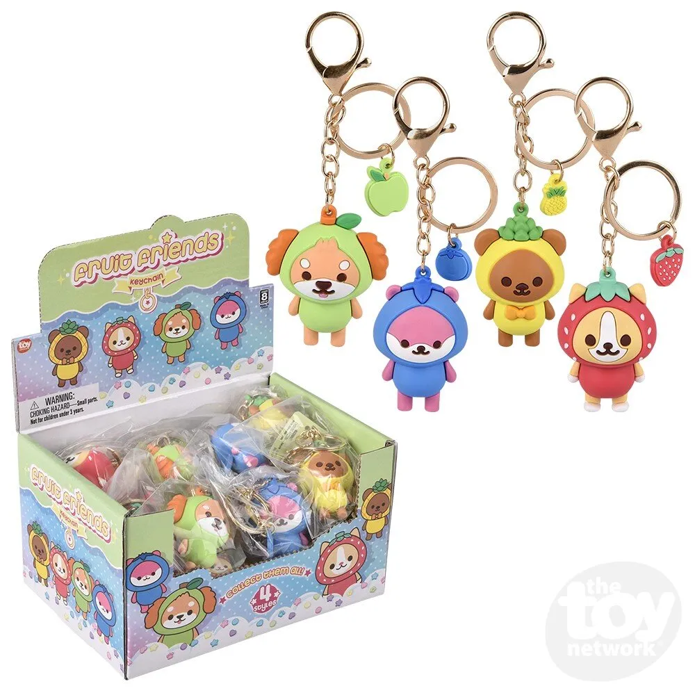 Kawaii Fruit Animal Clip On Keychain