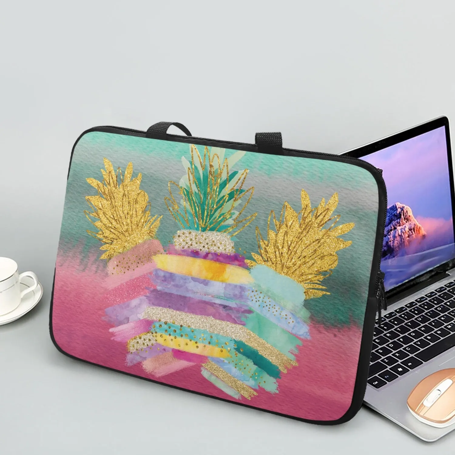 Laptop Sleeve with Handles - Pineapple art