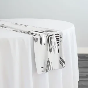 Leaf (Metallic Print) Table Runner in White and Silver