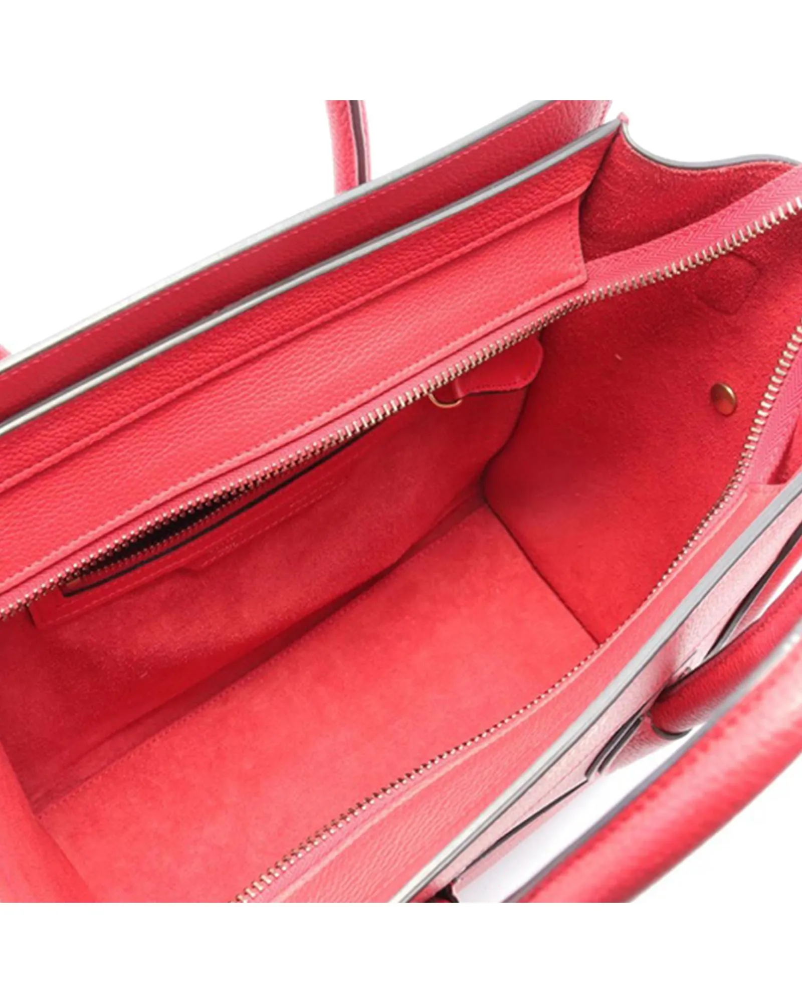 Leather Micro Luggage Tote with Zip Pockets