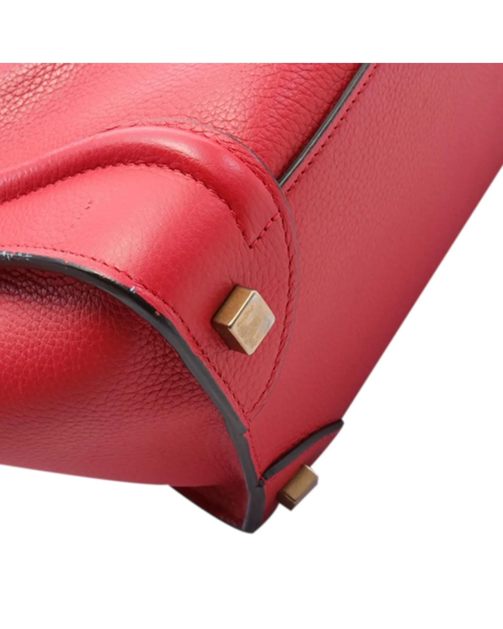 Leather Micro Luggage Tote with Zip Pockets