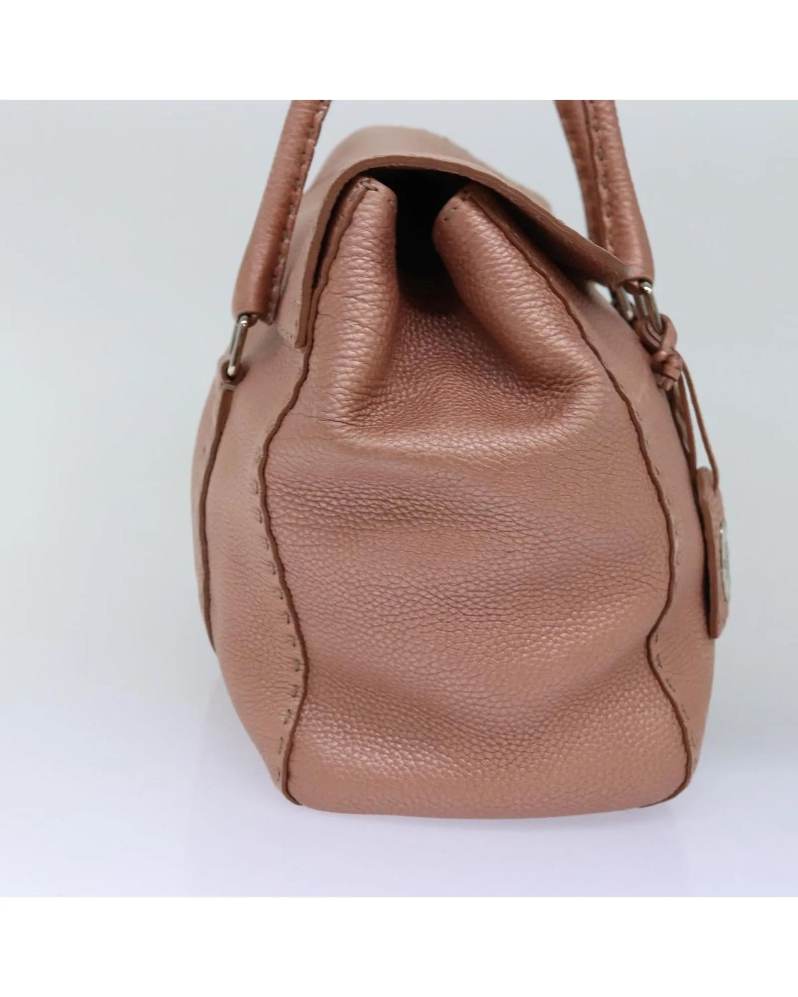 Leather Pink Shoulder Bag with Serial Number and Made in Italy