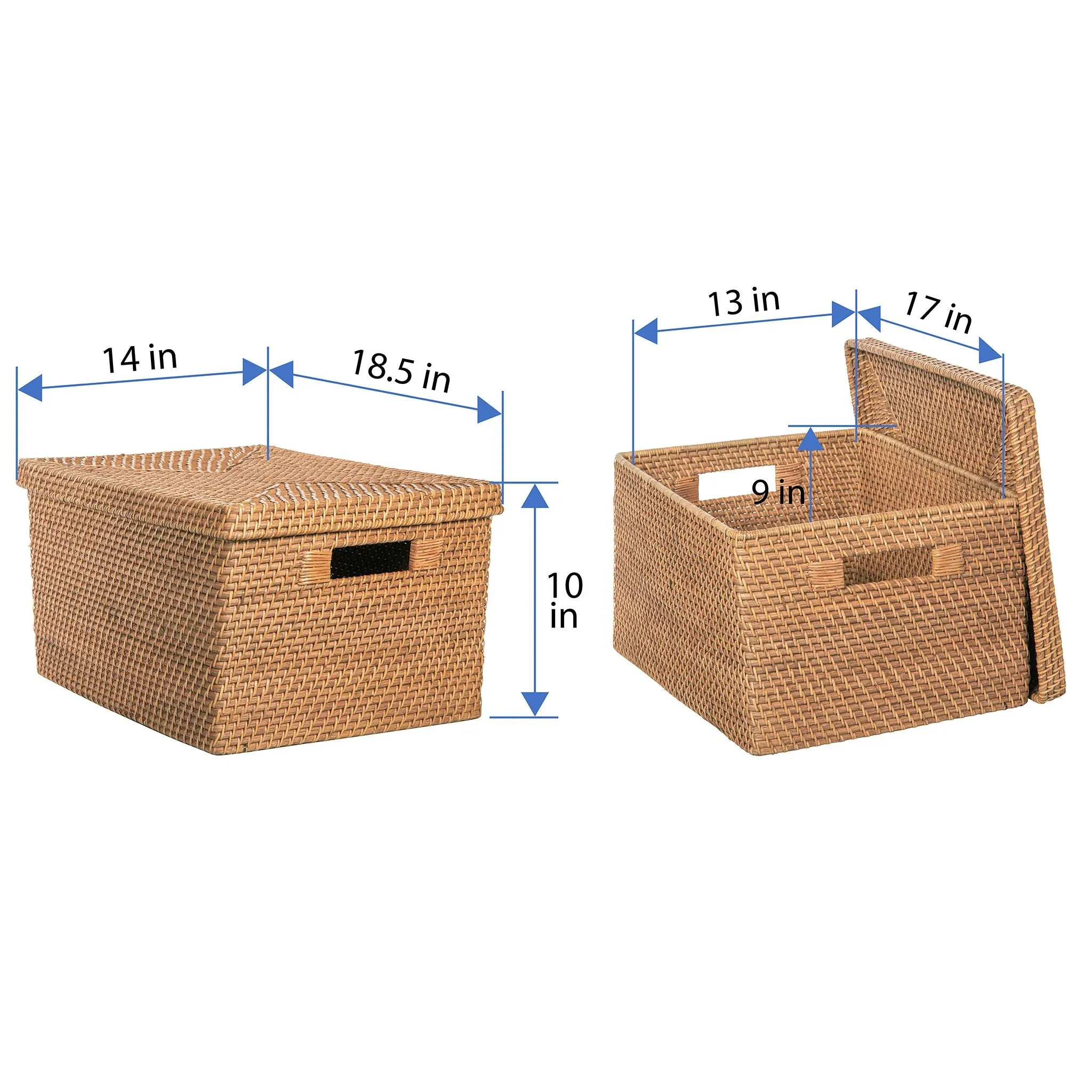 Loma Rectangular Rattan Storage Box and Decorative Storage Basket