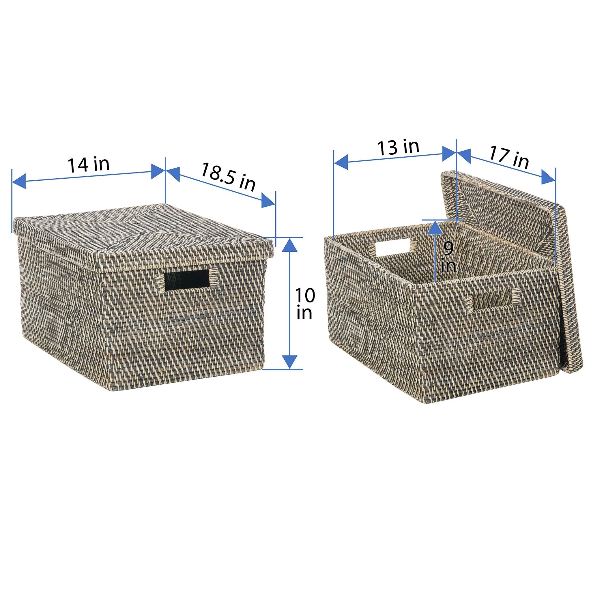 Loma Rectangular Rattan Storage Box and Decorative Storage Basket