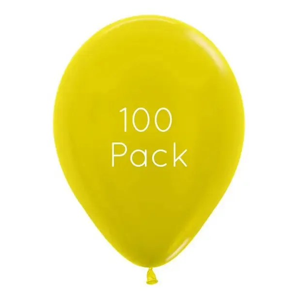 Metallic Yellow Balloons - 100 Pkt