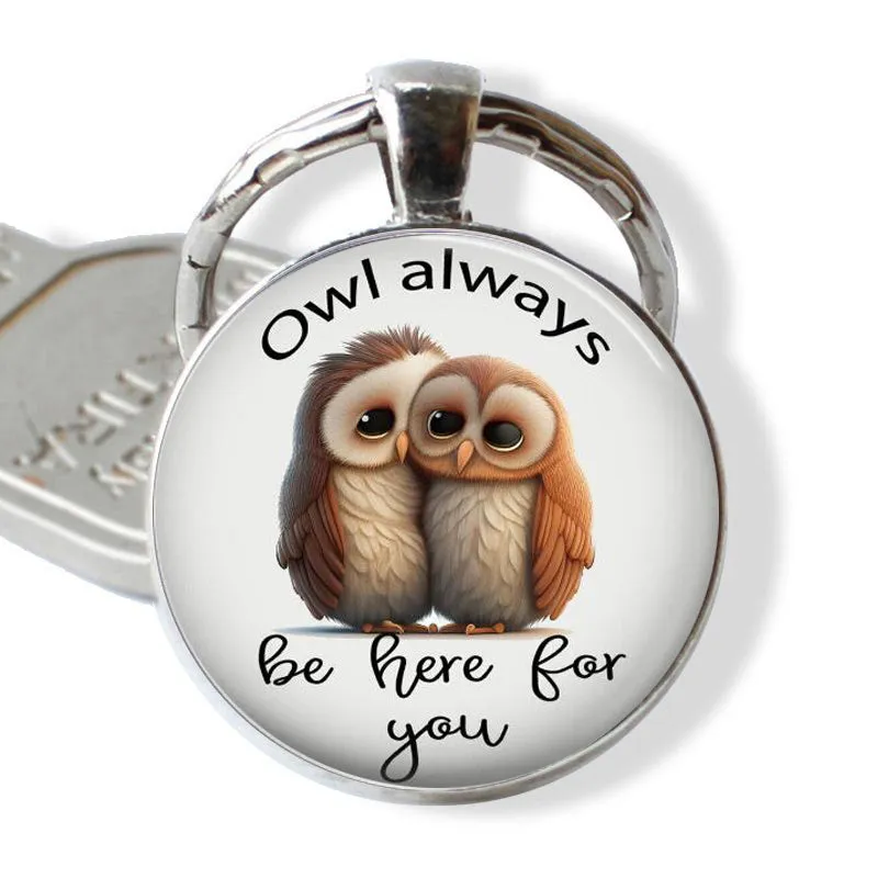 Owl Always Be There Keychain Metal Pendant for Girls