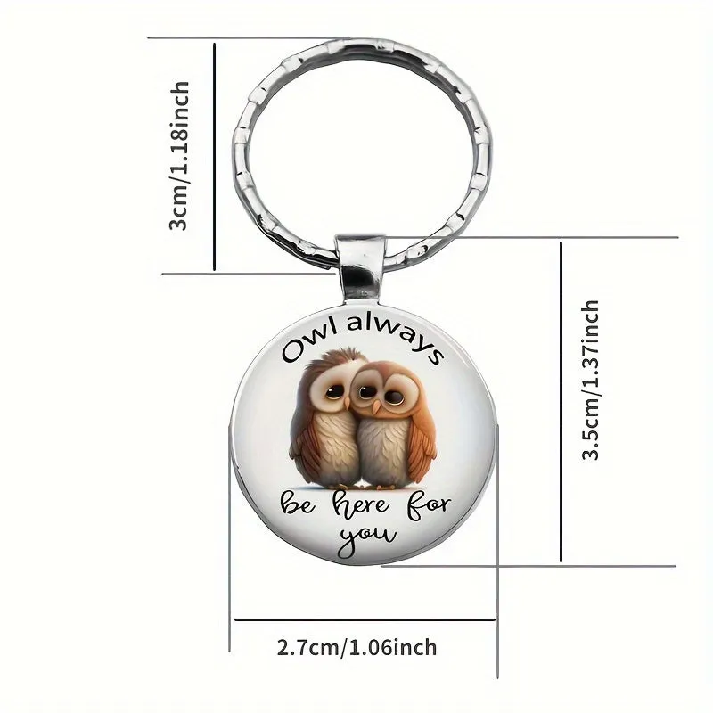 Owl Always Be There Keychain Metal Pendant for Girls