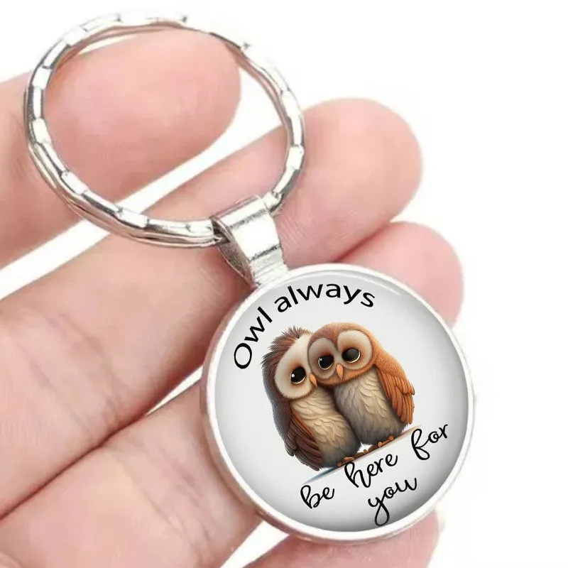 Owl Always Be There Keychain Metal Pendant for Girls