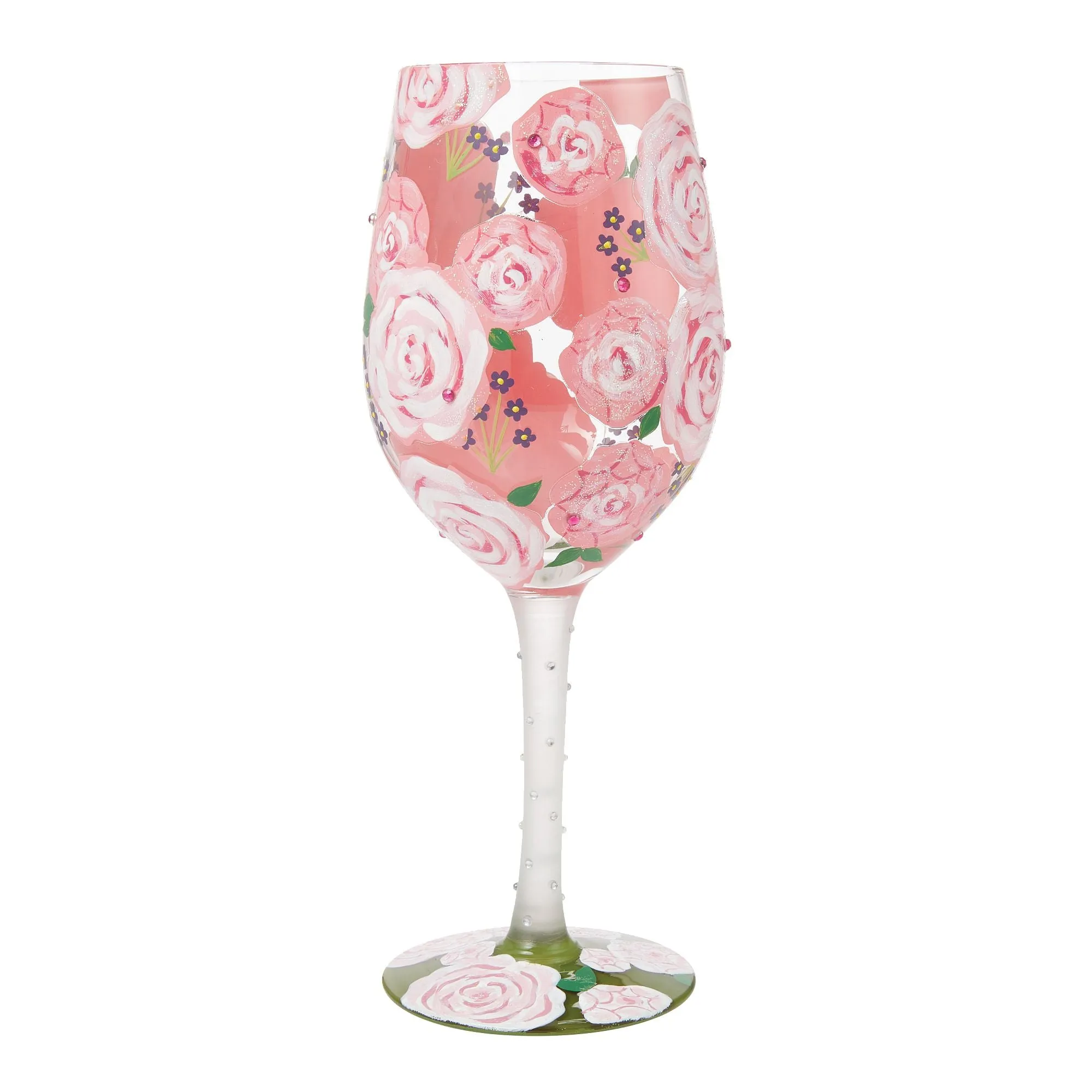 Pretty as a Peony Hand Painted Wine Glass