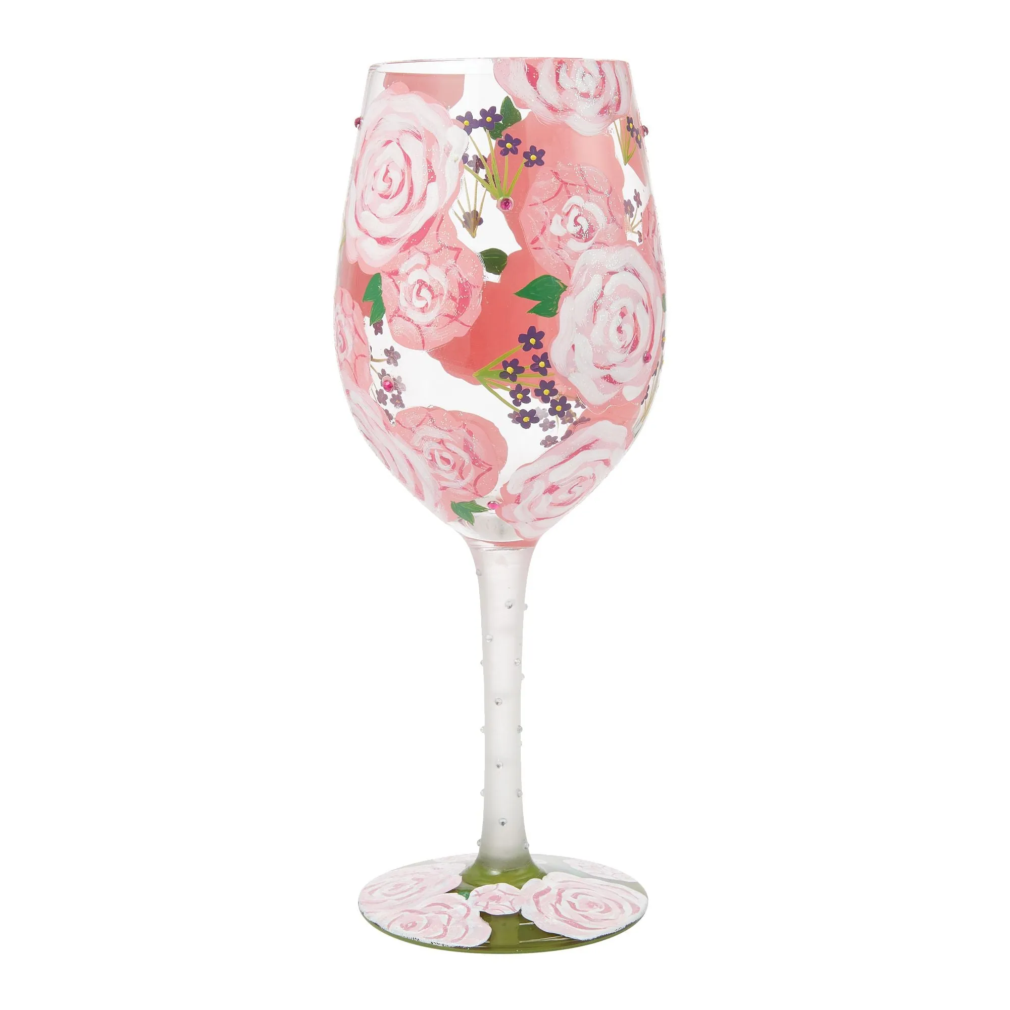 Pretty as a Peony Hand Painted Wine Glass