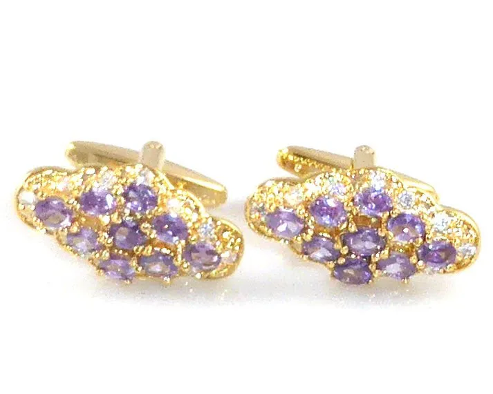 Purple Amethyst Oval Cut Charms Cufflinks