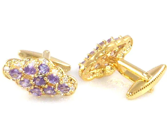 Purple Amethyst Oval Cut Charms Cufflinks