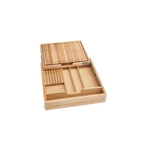 Rev-A-Shelf / 4KCB-24HSC-1 / Wood Knife Organizer and Cutting Board Replacement Drawer System w/ Soft-Close