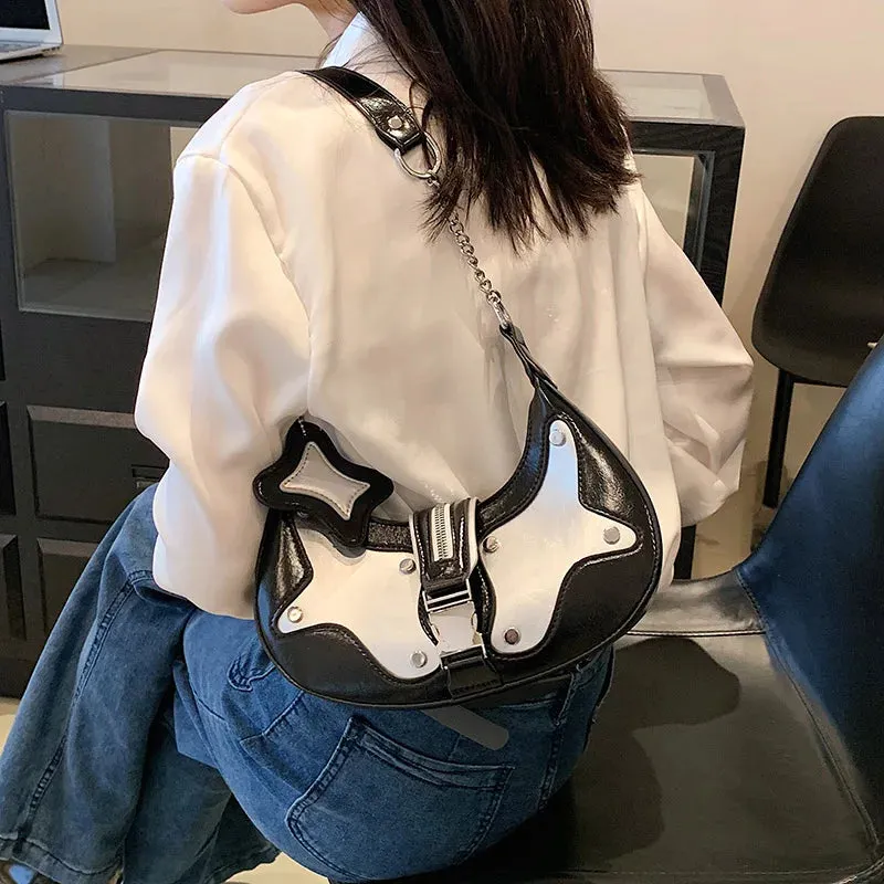 Small Silver Underarm Shoulder Bags for Women Designer Silver Korean Fashion Handbags Trend Leather Ladies Hand Bag