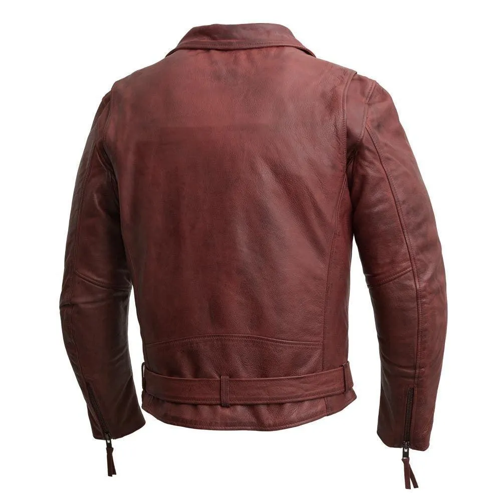 The Fillmore Mens Red Leather Motorcycle Jacket