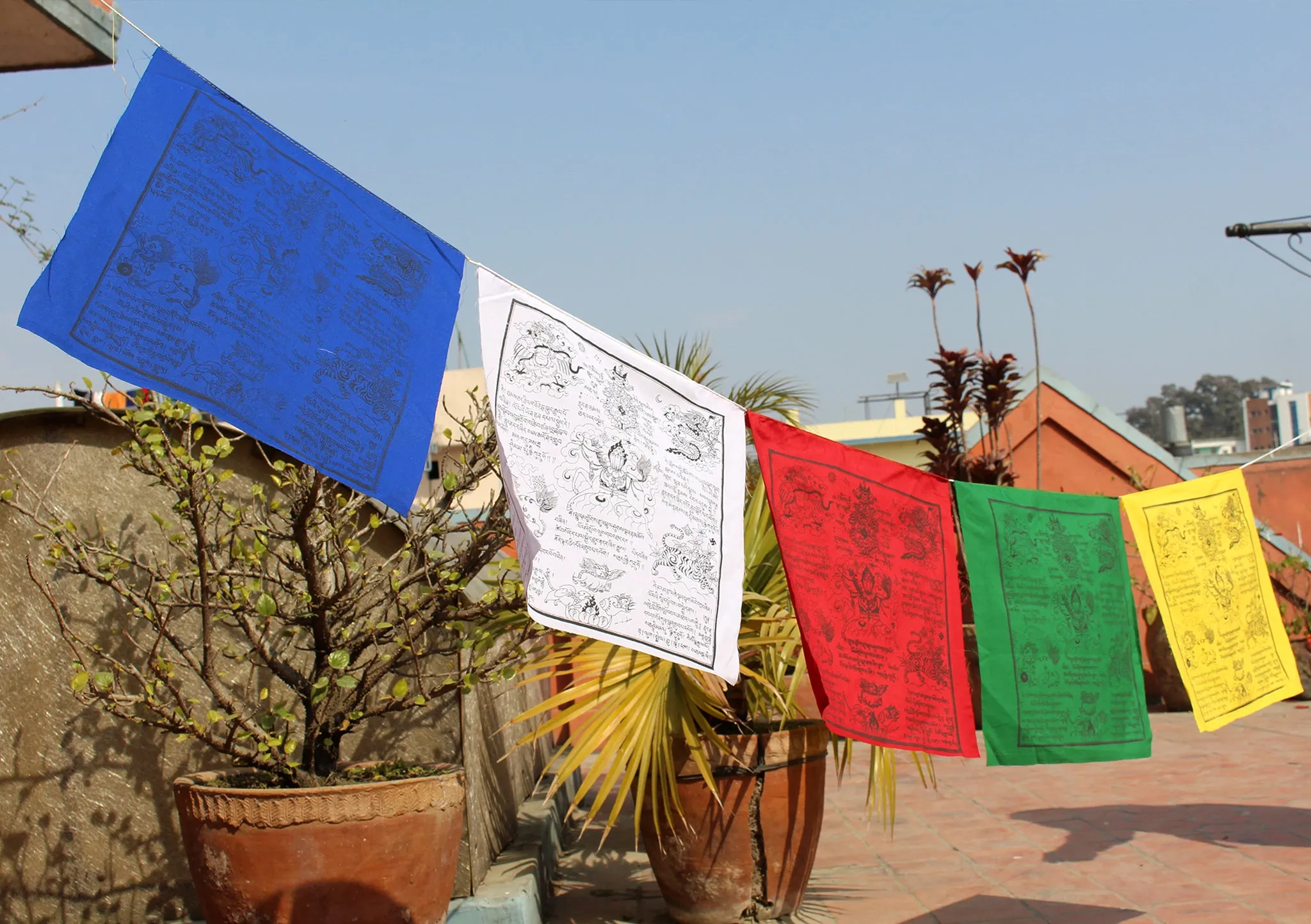 Tibetan Mantras and Symbol Printed Windhorse Prayer Flag