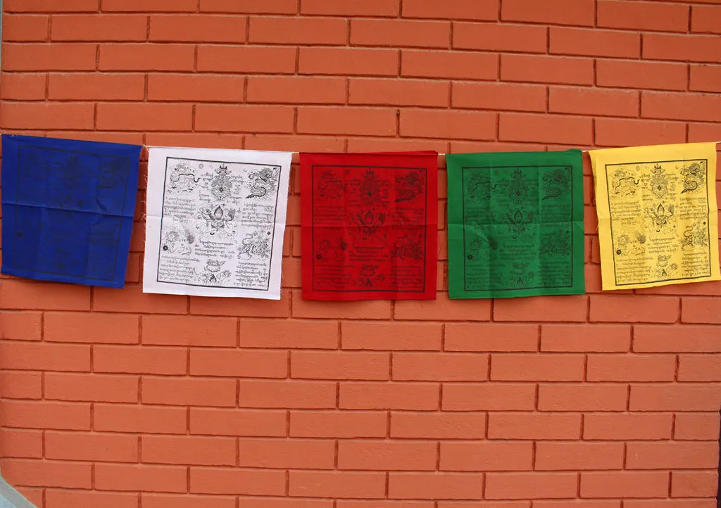 Tibetan Mantras and Symbol Printed Windhorse Prayer Flag