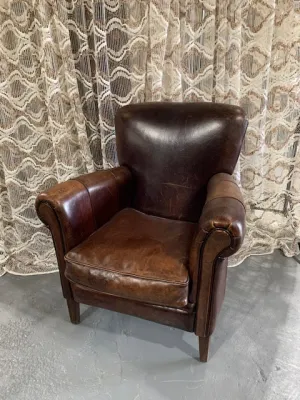 Vintage European  Leather Club Chair   #5768