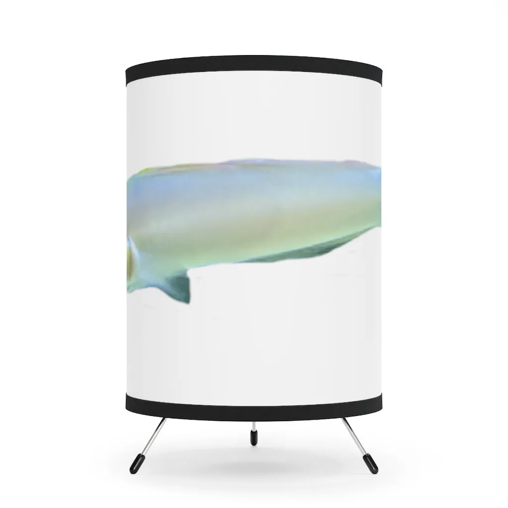 Yellow and White Fish Tripod Lamp with High-Res Printed Shade, US/CA plug