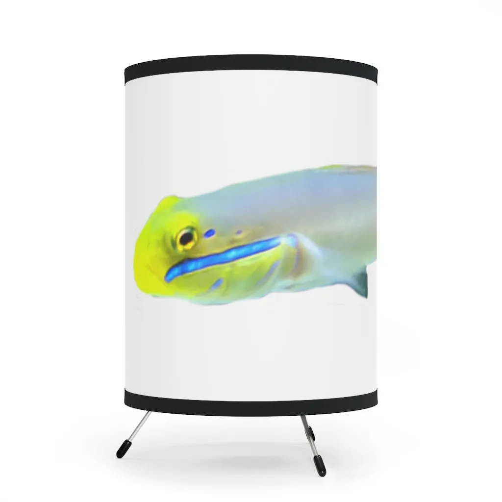 Yellow and White Fish Tripod Lamp with High-Res Printed Shade, US/CA plug